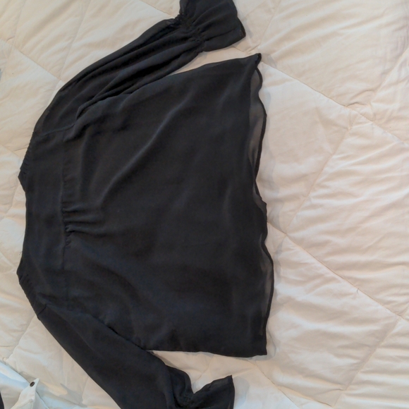 Calvin Klein black blouse with sheer sleeves - Picture 2 of 3